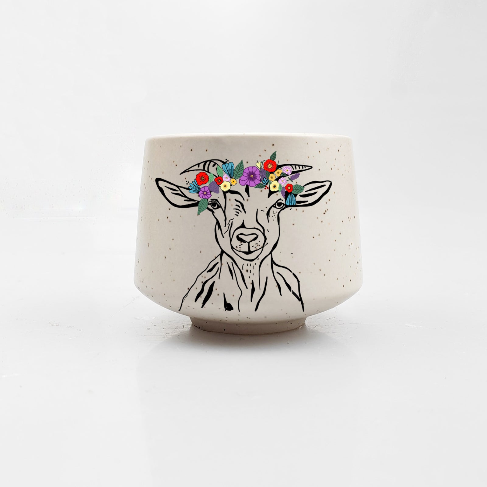 Goat Flower Crown Stoneware Cup