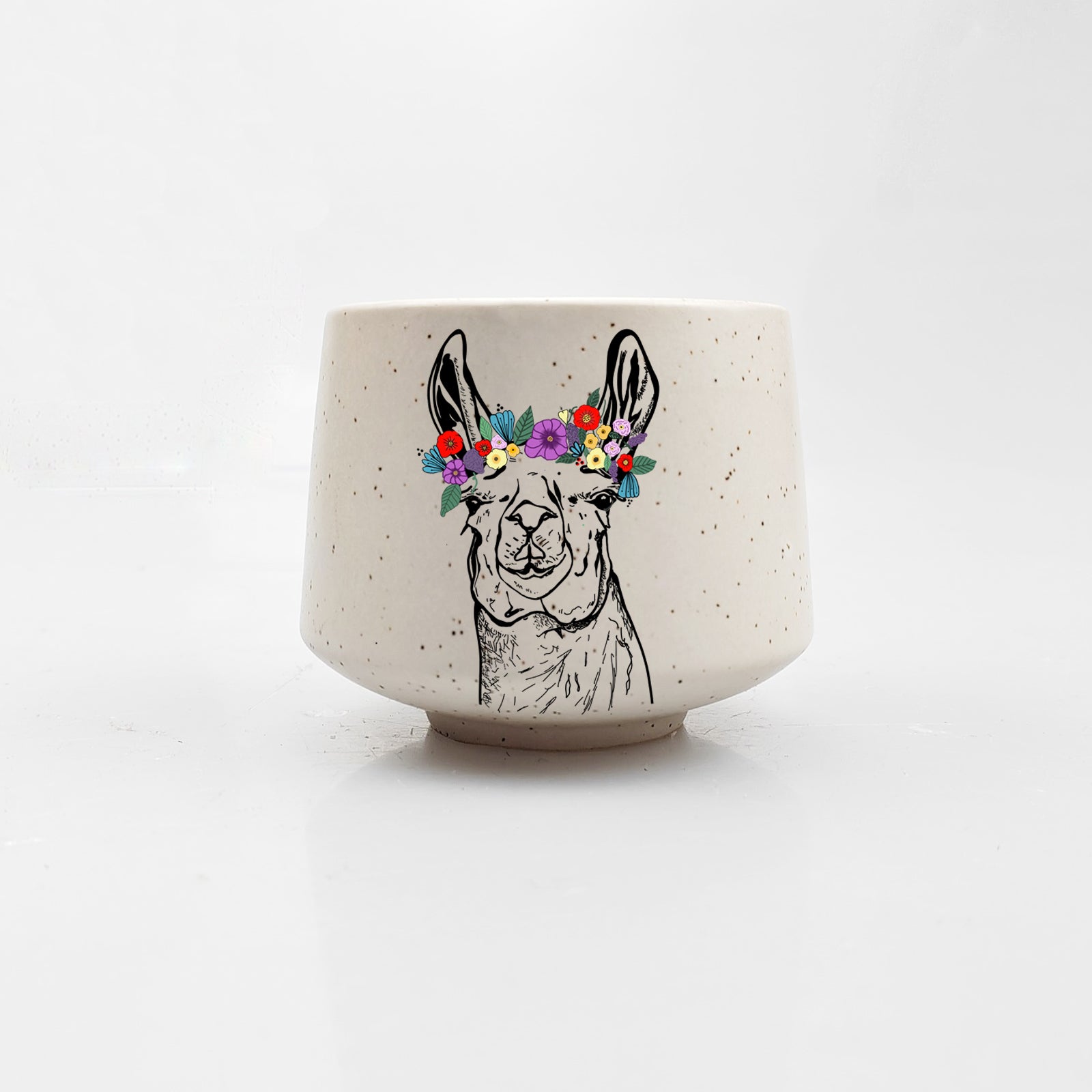 Llama Flower Crown Stoneware Cup